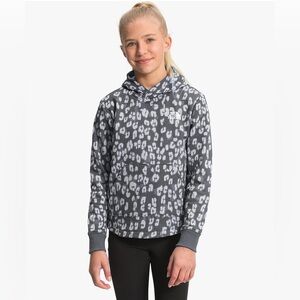 THE NORTH FACE Girls' Camp‎ Fleece Pullover Hoodie Sweatshirt Grey Leopard Print